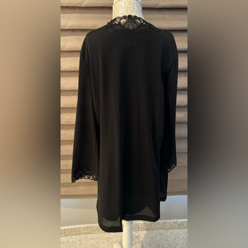 EMILIO PUCCI Black Lace Trimmed Negligee Set Nightgown Robe M - Picture 7 of 16